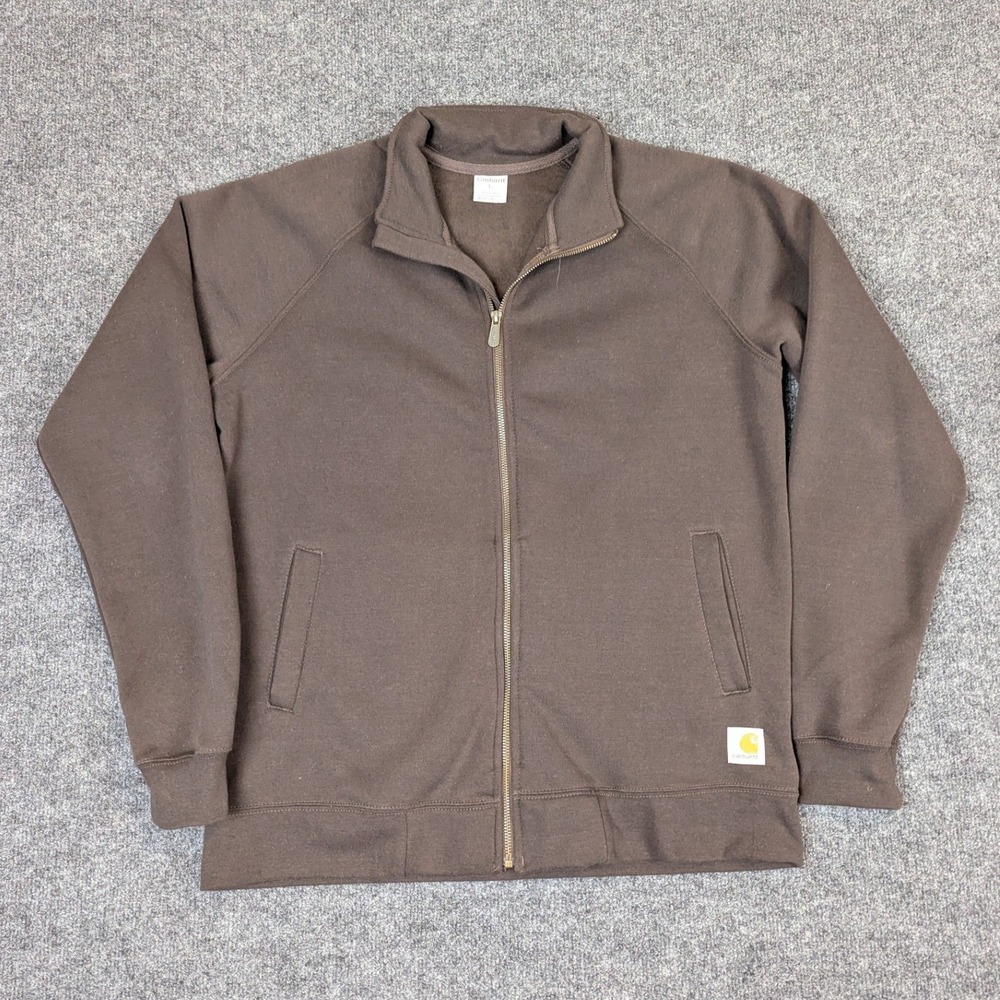 Carhartt Mens K350 DKB Full Zip Sweatshirt Dark Brown Fleece Jacket Large